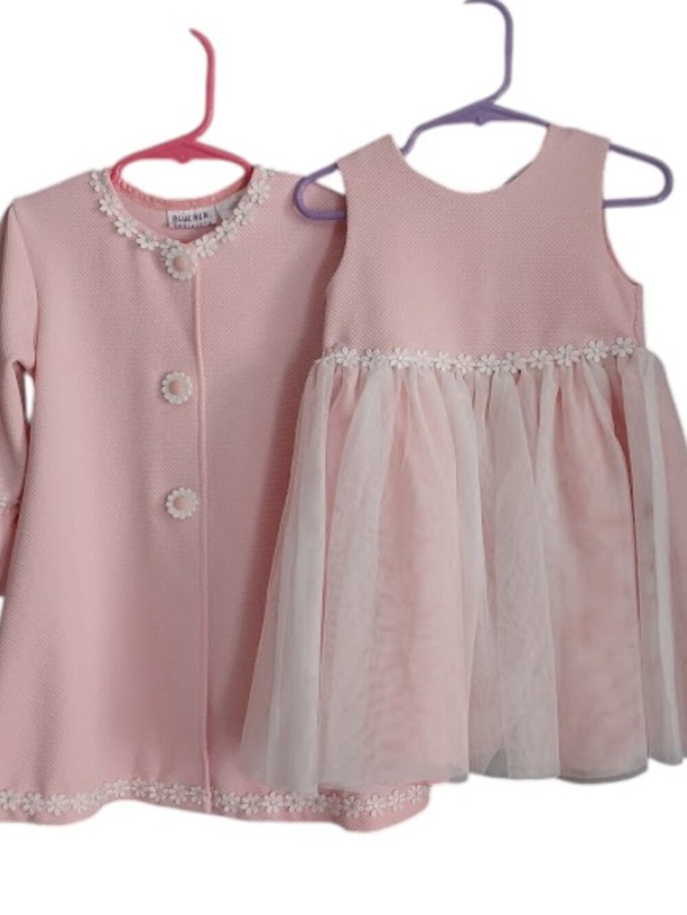 Blueberi Boulevard Dress w/ Coat Toddler Size 3T Pink Daisy Coquette Flower Girl